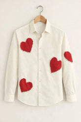 Men’s Red Heart Patch Print Designer Shirt