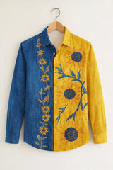 Men’s Dual Tone Sunflower Embroidered Shirt