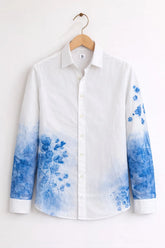 Men’s Blue Floral Ombre Designer Shirt