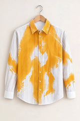Men’s Yellow Abstract Brush Print Shirt