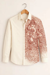 Men’s Lord Ganesha Art Ivory Designer Shirt