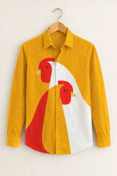Men’s Artistic Bird Graphic Yellow Shirt