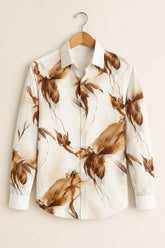 Men’s Brown Floral Artistic Printed Shirt