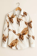 Men’s Brown Floral Artistic Printed Shirt