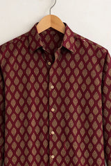 Men’s Maroon Royal Motif Print Shirt