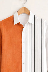 Men’s Orange & White Split Stripe Designer Shirt