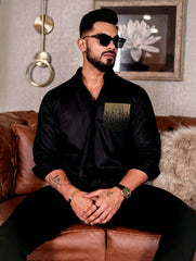 Black Royale with Gold Embellished Pocket Work
