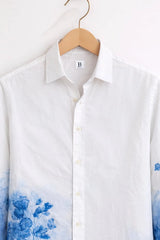 Men’s Blue Floral Ombre Designer Shirt