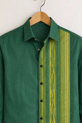 Emerald Green Ethnic Stripe Designer Shirt