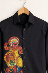 Men’s Kathakali Art Graphic Black Shirt