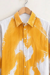 Men’s Yellow Abstract Brush Print Shirt