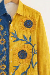Men’s Dual Tone Sunflower Embroidered Shirt