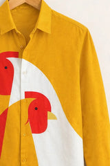Men’s Artistic Bird Graphic Yellow Shirt