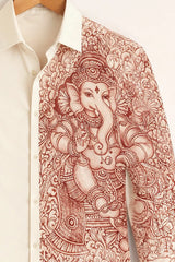 Men’s Lord Ganesha Art Ivory Designer Shirt