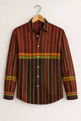 Men’s Maroon Multi-Stripe Designer Shirt