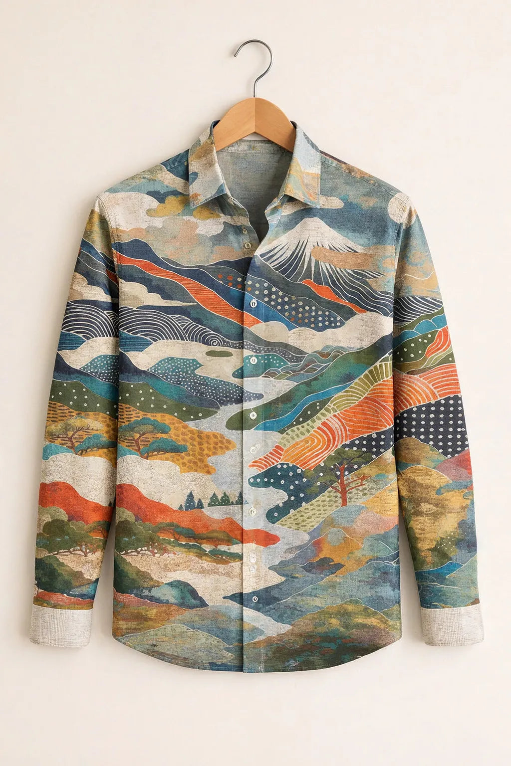 Men’s Artistic Landscape Print Premium Shirt