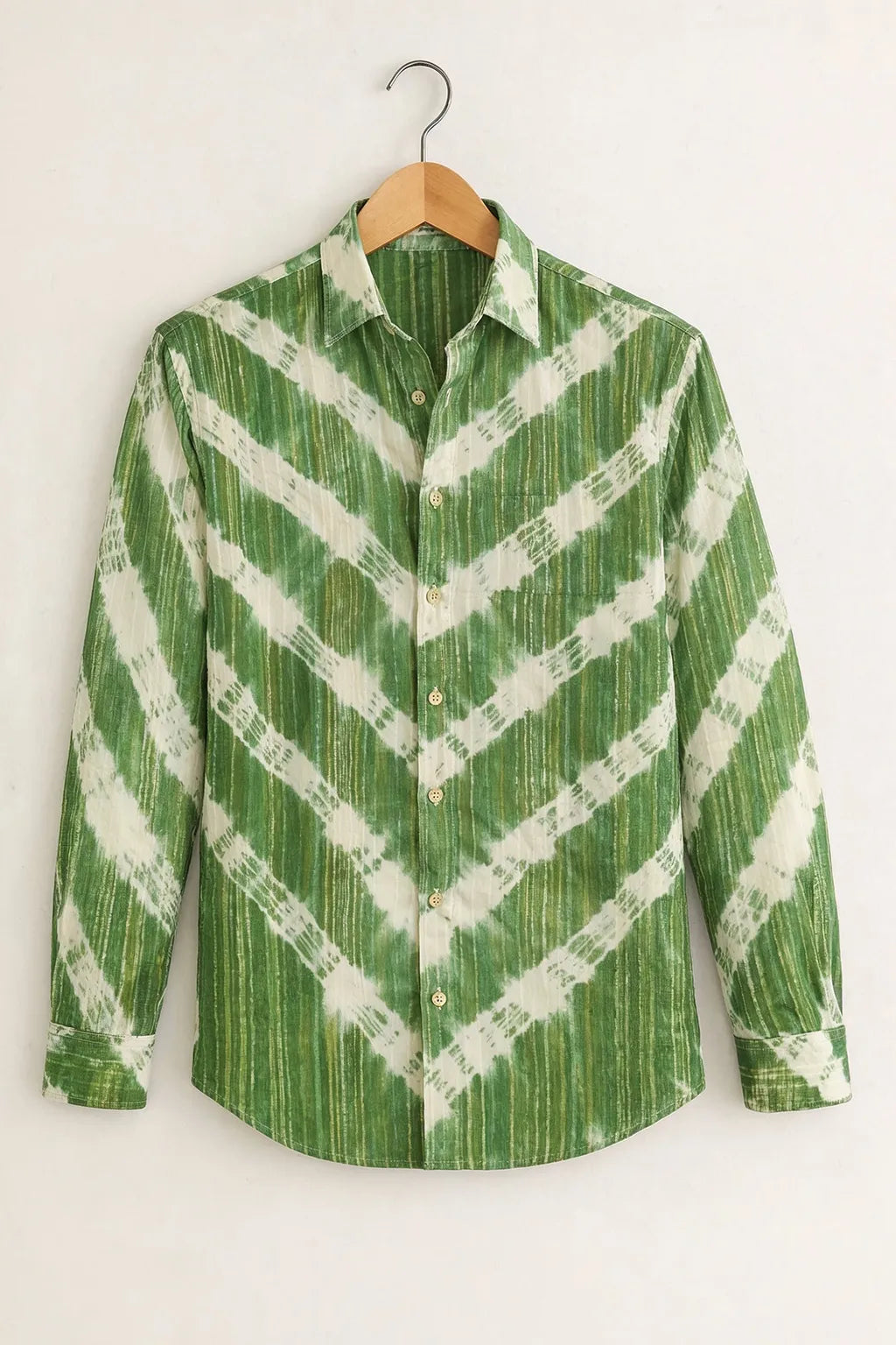 Men’s Green Chevron Tie-Dye Shirt