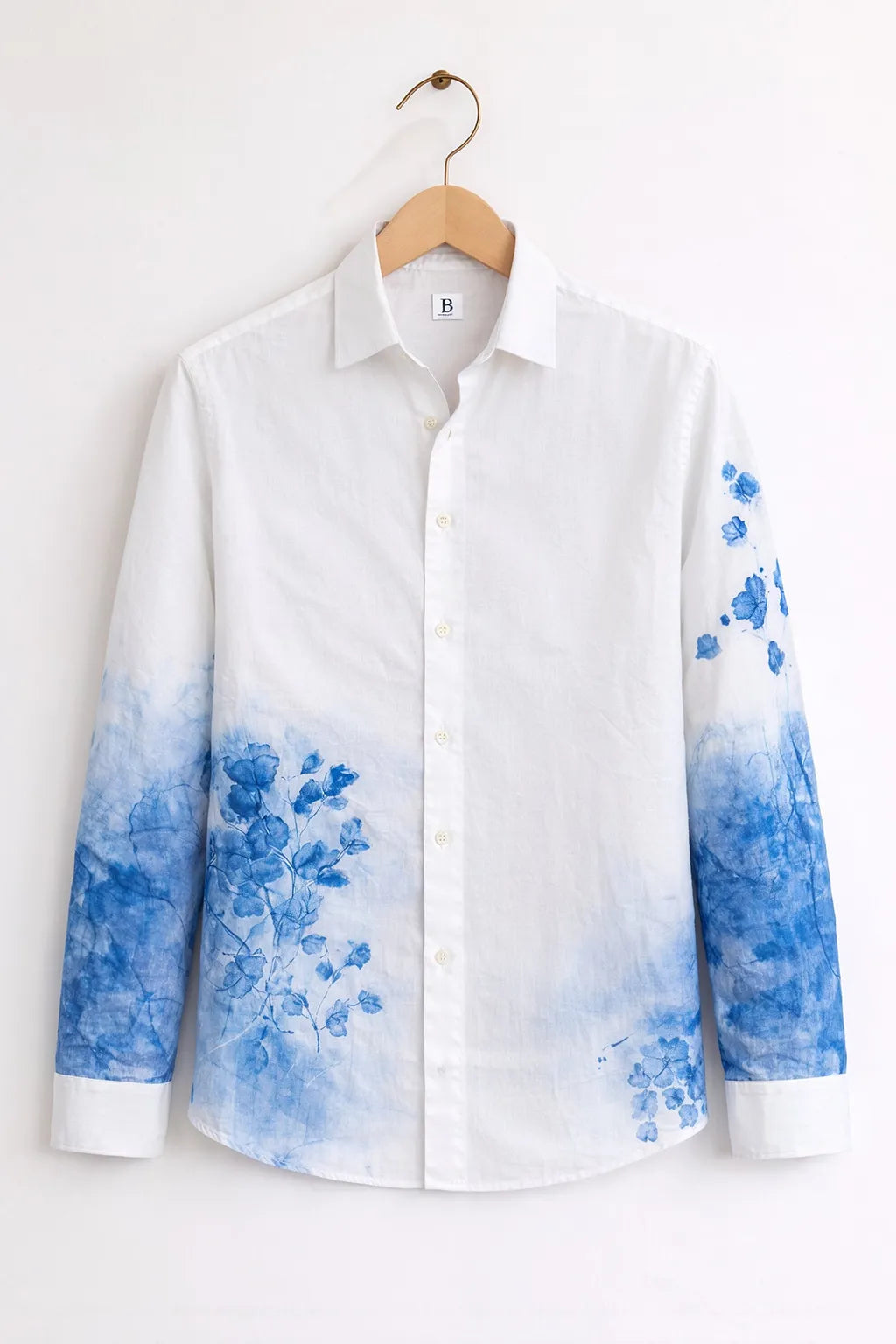 Men’s Blue Floral Ombre Designer Shirt