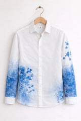 Men’s Blue Floral Ombre Designer Shirt