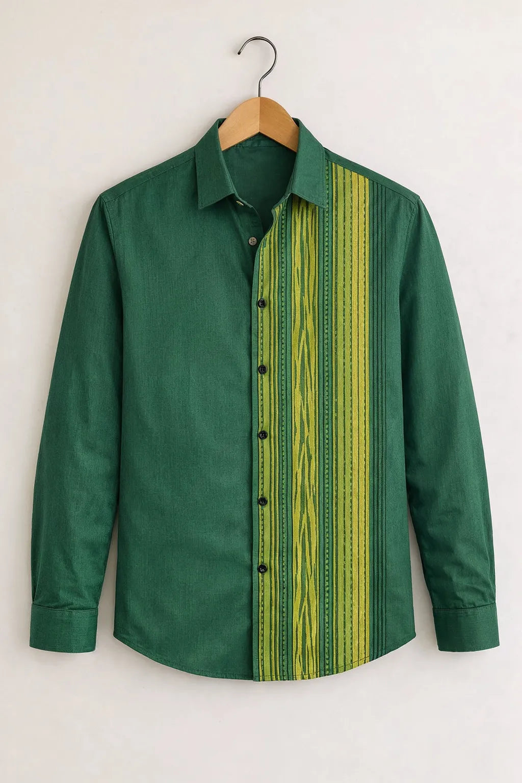 Emerald Green Ethnic Stripe Designer Shirt