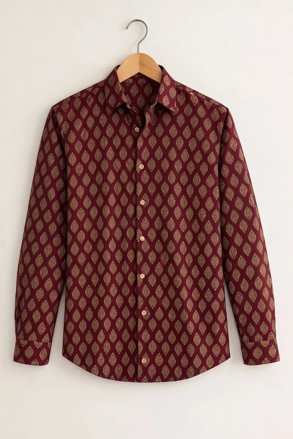 Men’s Maroon Royal Motif Print Shirt