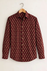 Men’s Maroon Royal Motif Print Shirt