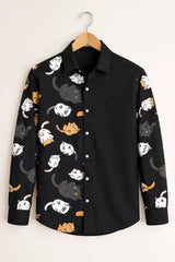 Men’s Cute Cat Graphic Black Shirt