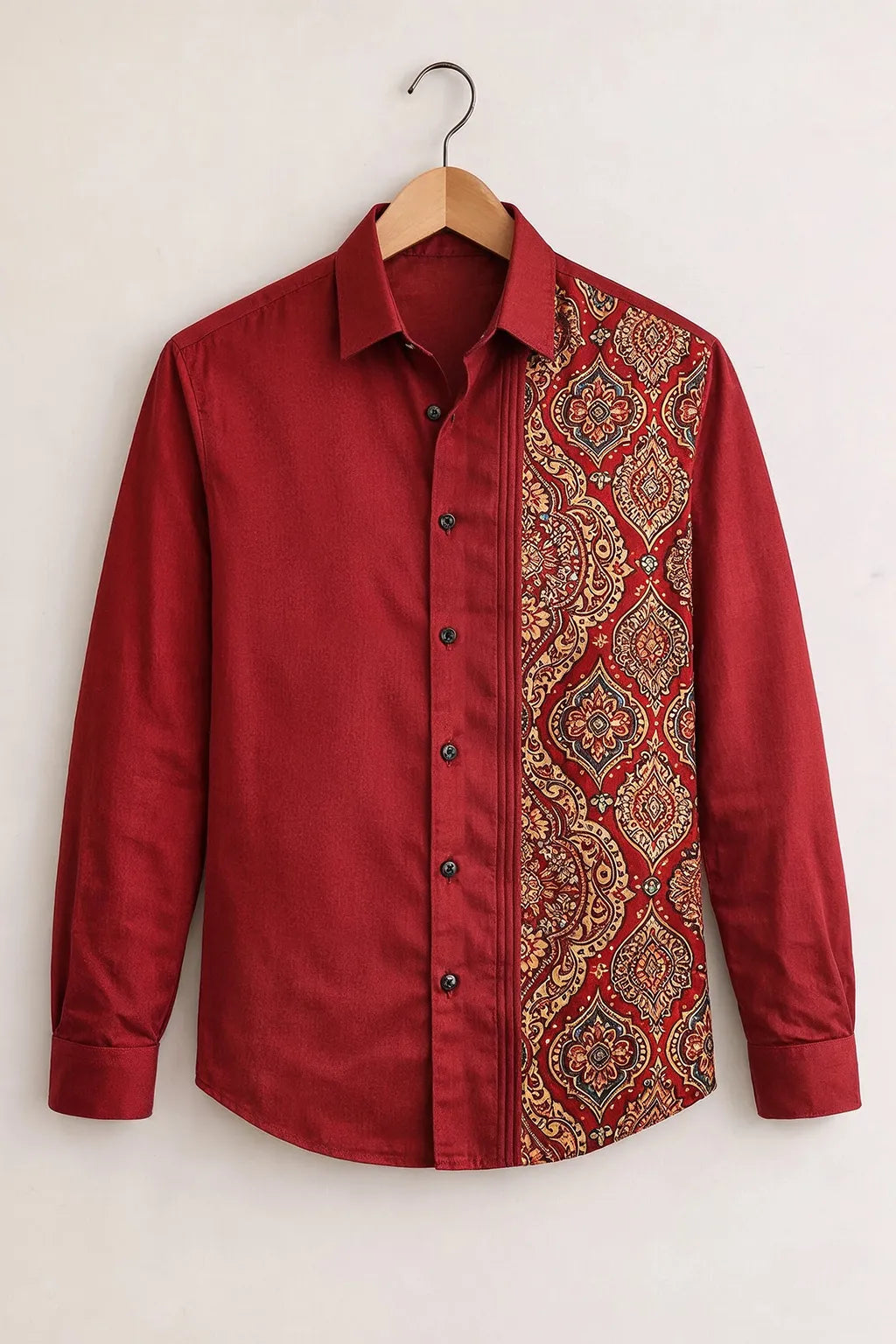 Men’s Royal Maroon Ethnic Print Designer Shirt