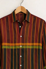 Men’s Maroon Multi-Stripe Designer Shirt