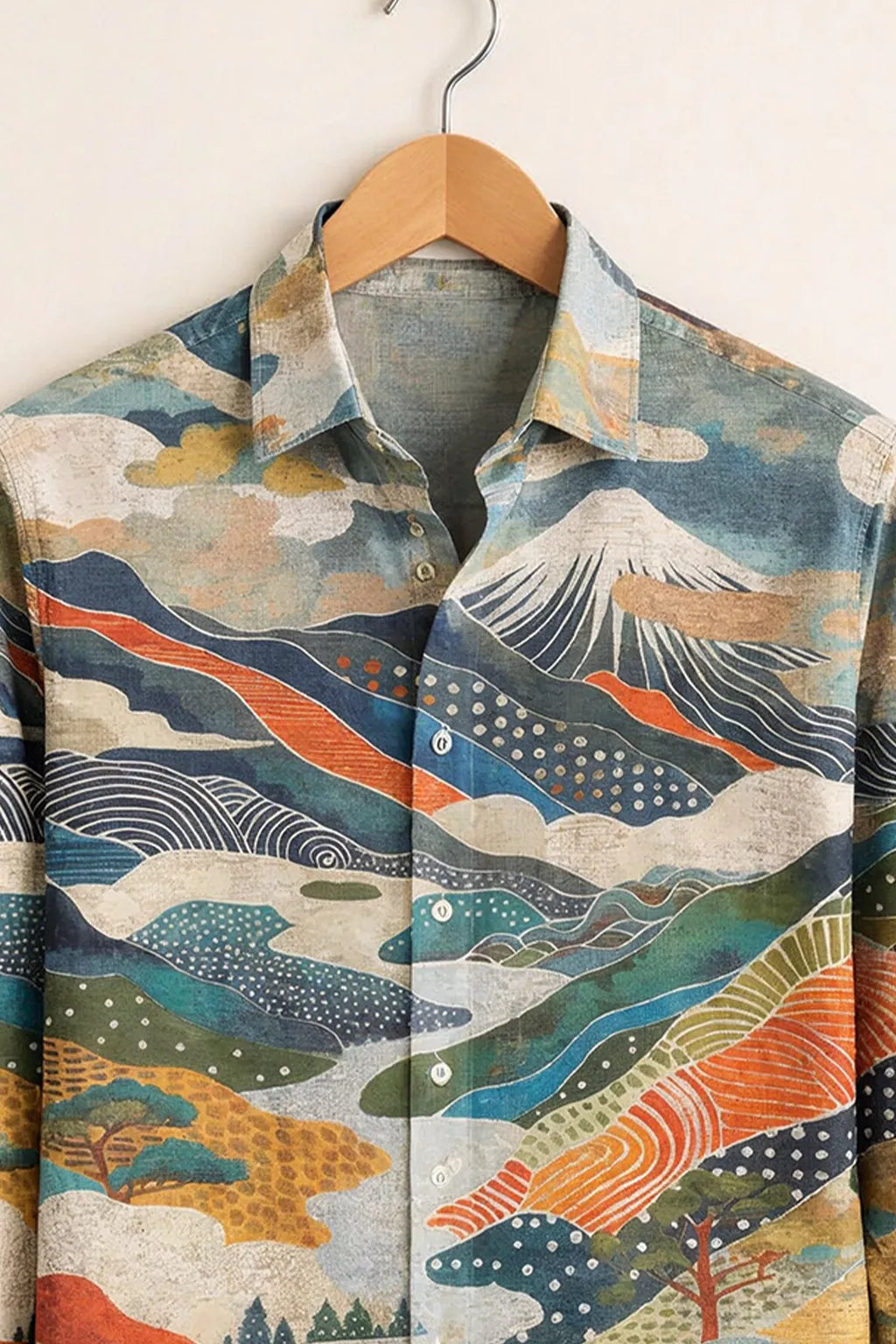 Men’s Artistic Landscape Print Premium Shirt