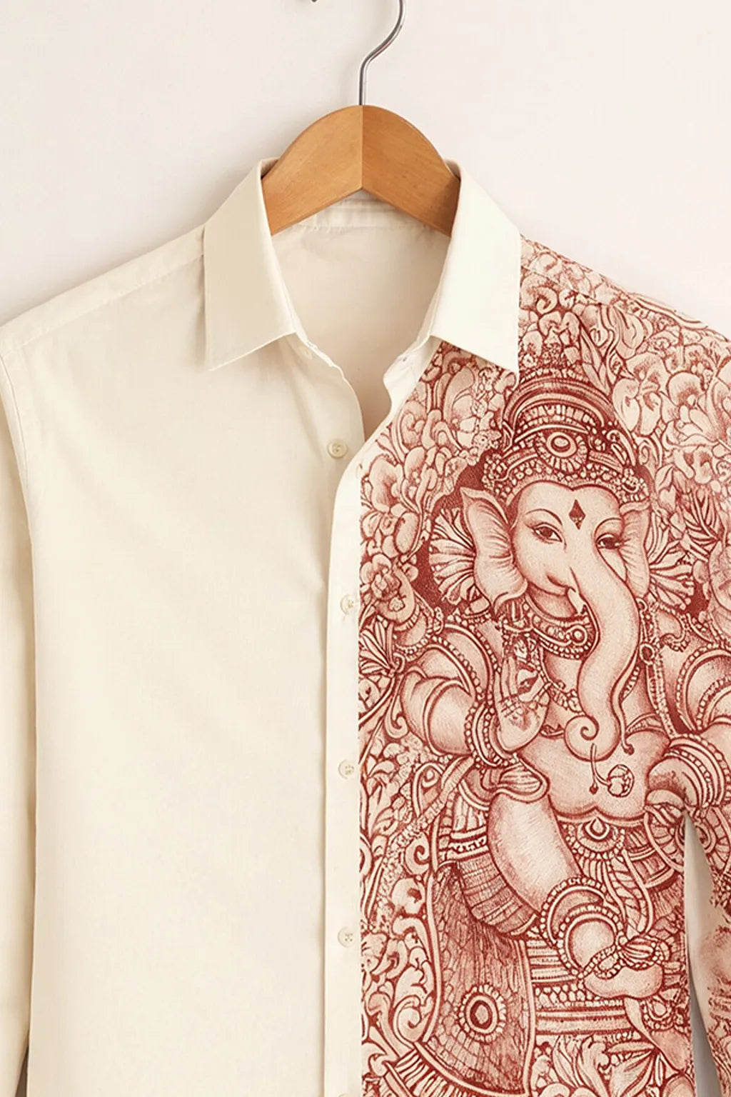 Men’s Lord Ganesha Art Ivory Designer Shirt