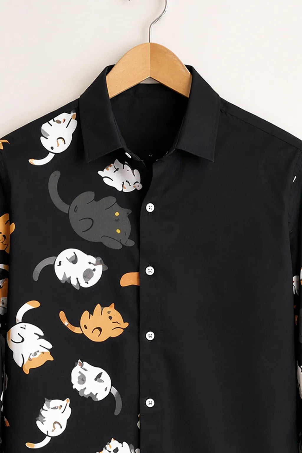 Men’s Cute Cat Graphic Black Shirt
