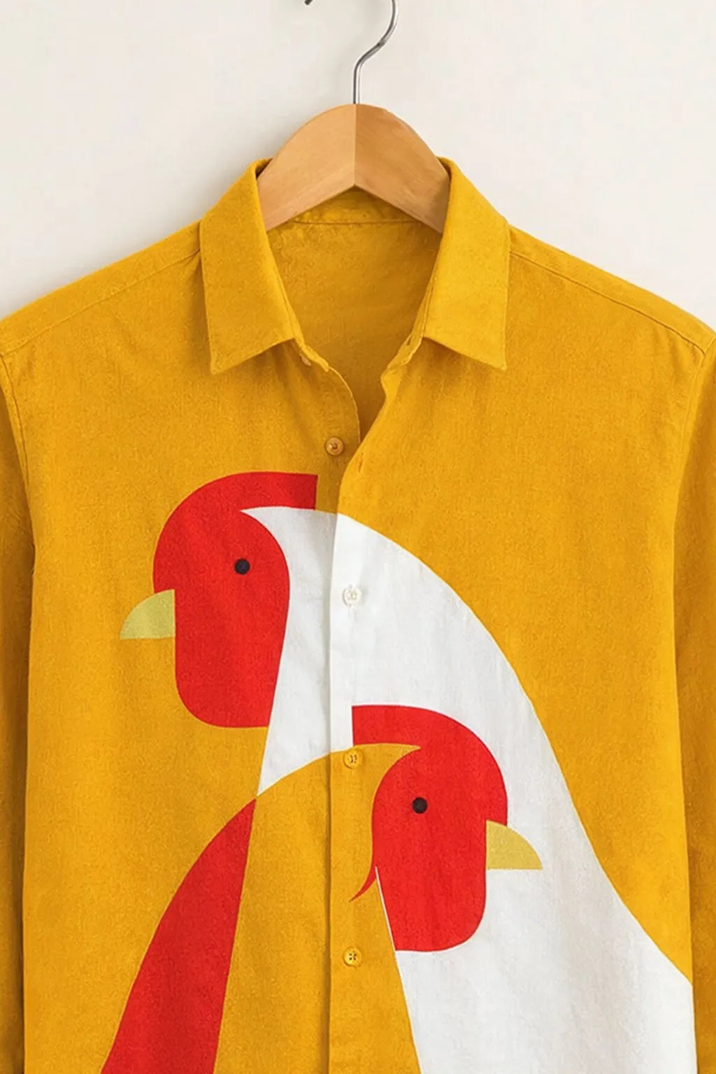 Men’s Artistic Bird Graphic Yellow Shirt
