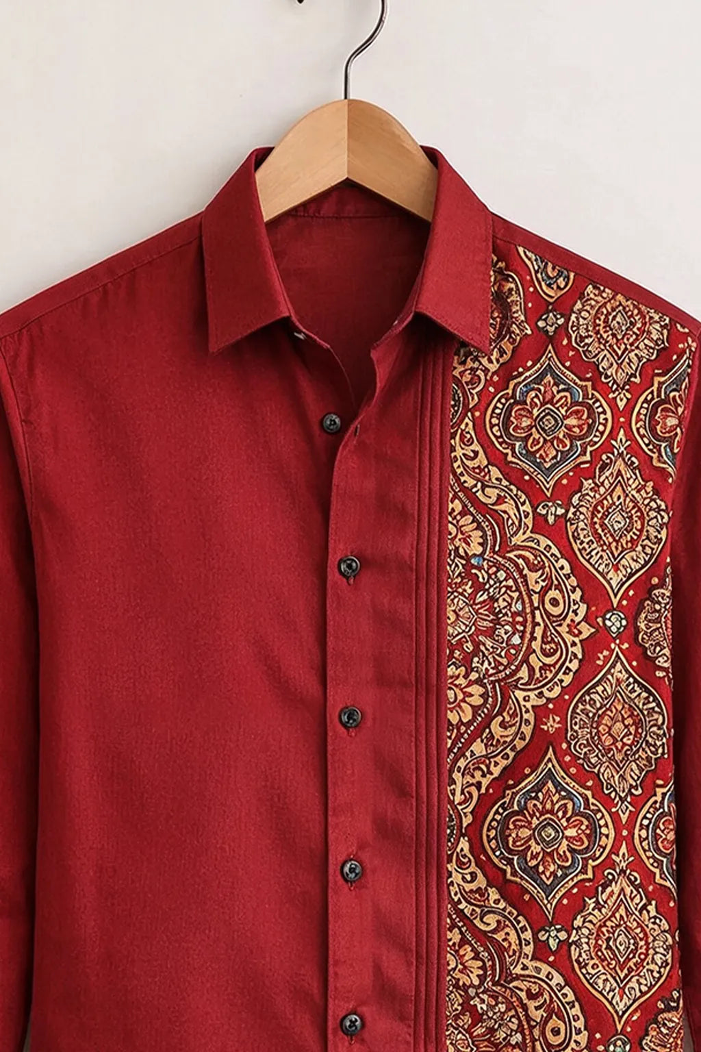 Men’s Royal Maroon Ethnic Print Designer Shirt