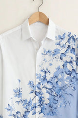 Men’s Blue Floral Gradient Designer Shirt