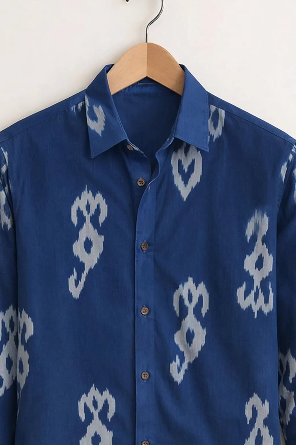 Men’s Blue Ikat Pattern Printed Shirt