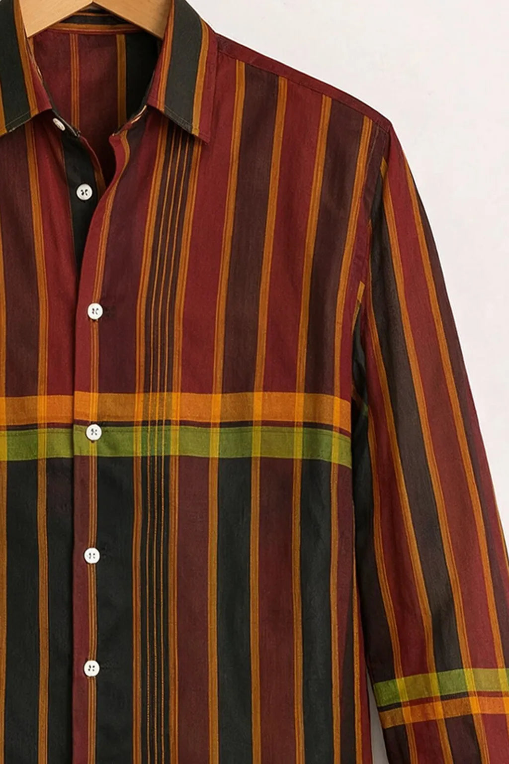 Men’s Maroon Multi-Stripe Designer Shirt