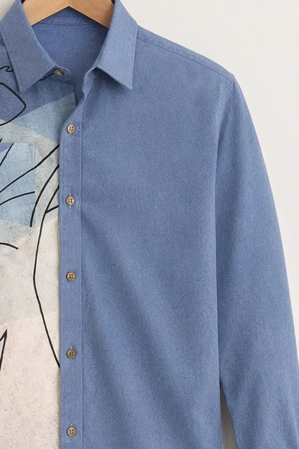 Men’s Abstract Face Art Blue Designer Shirt