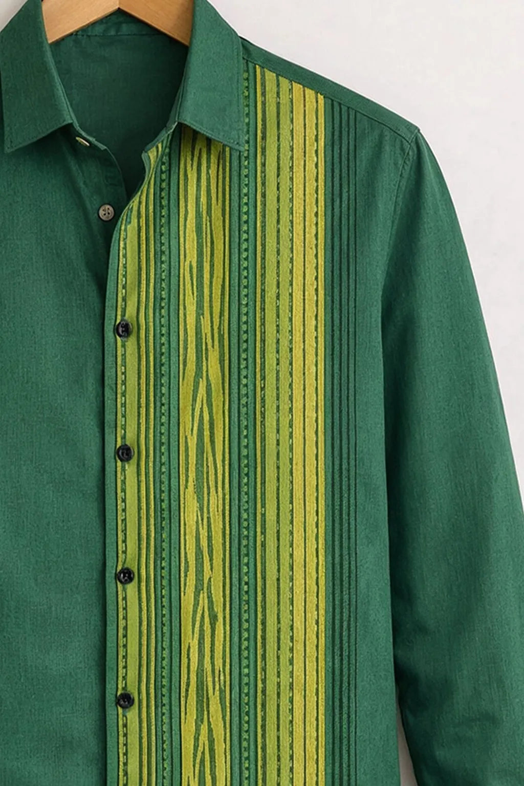 Emerald Green Ethnic Stripe Designer Shirt