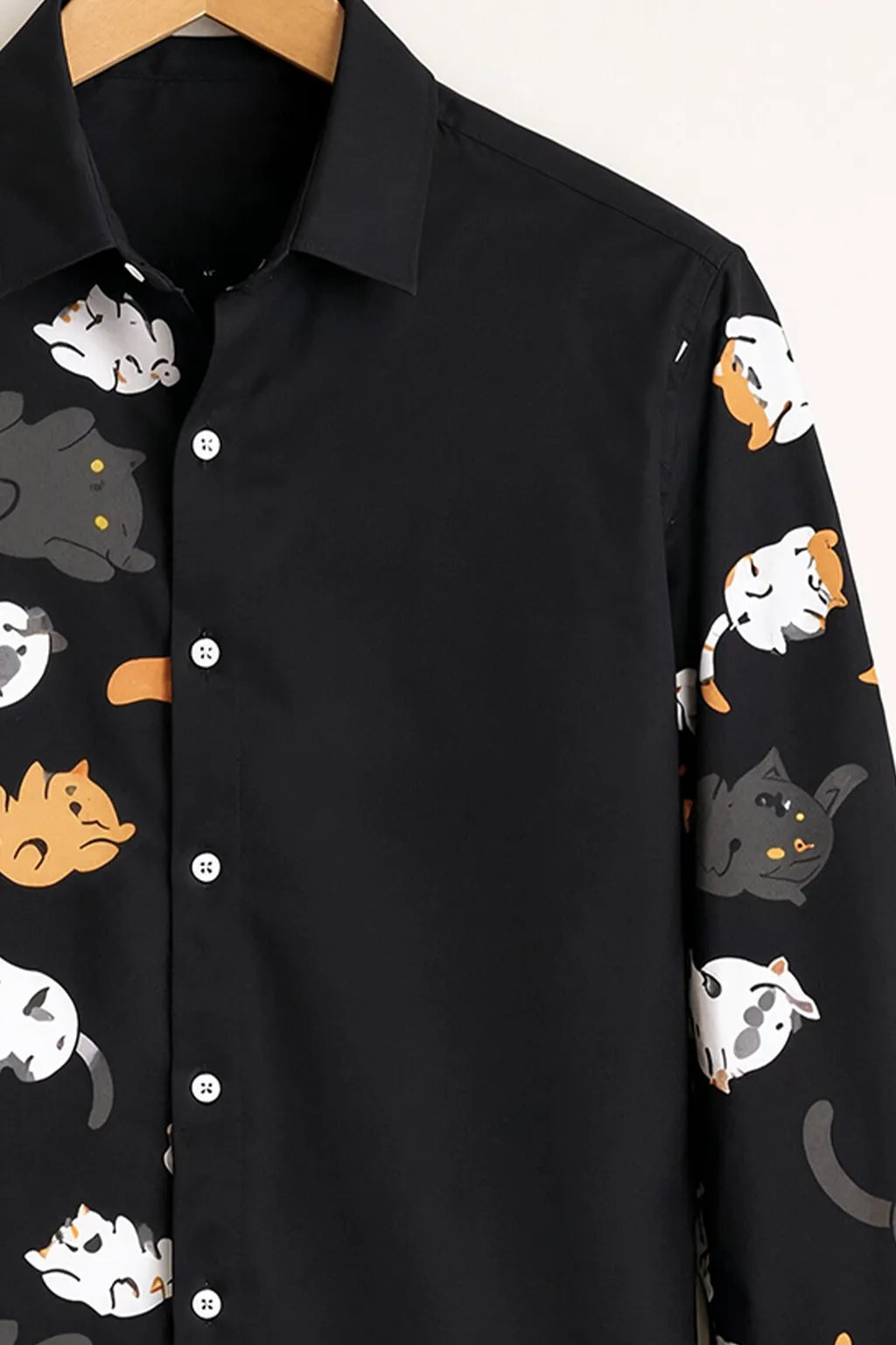 Men’s Cute Cat Graphic Black Shirt