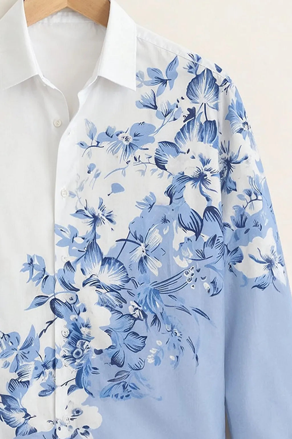 Men’s Blue Floral Gradient Designer Shirt