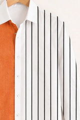 Men’s Orange & White Split Stripe Designer Shirt