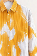 Men’s Yellow Abstract Brush Print Shirt
