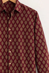 Men’s Maroon Royal Motif Print Shirt