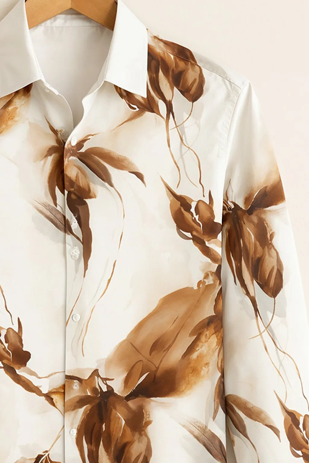 Men’s Brown Floral Artistic Printed Shirt