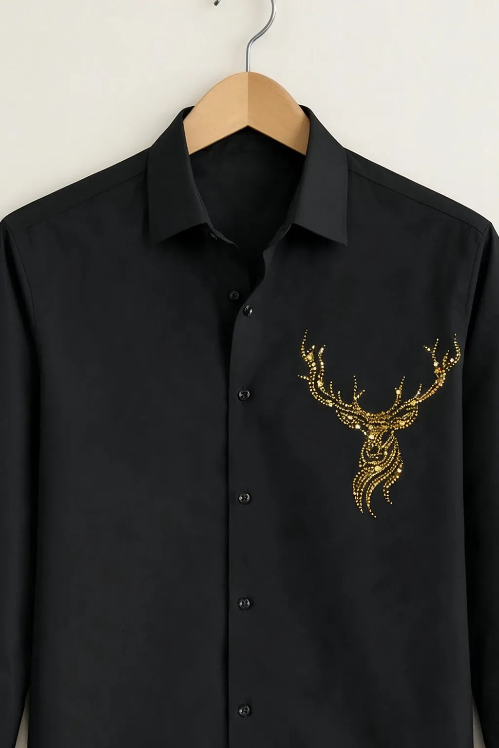 Signature Look – Diamond Work Deer Black Shirt