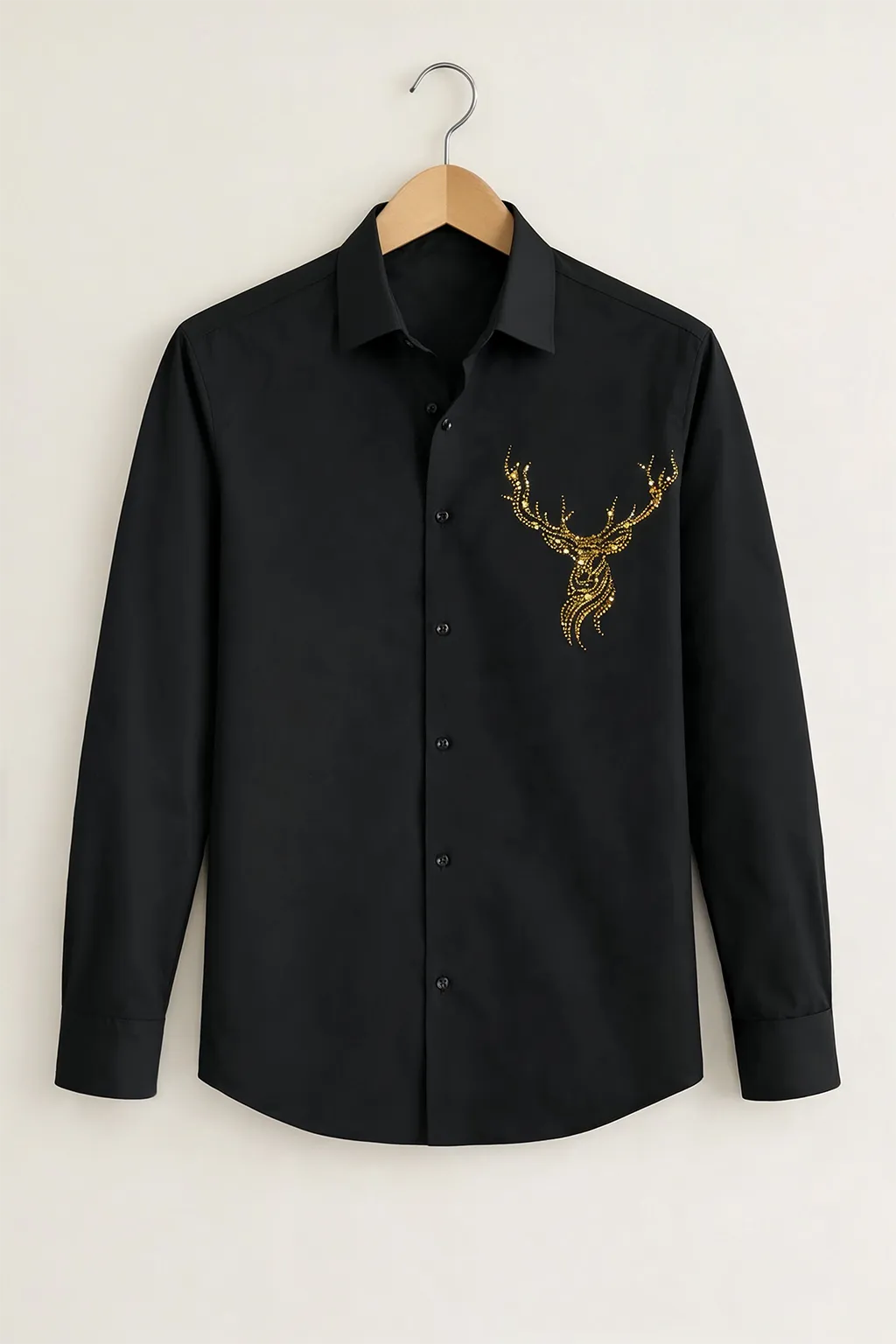 Signature Look – Diamond Work Deer Black Shirt